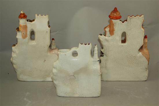 Crimean War Interest: Three Staffordshire pottery models of castles, 18 - 25cm